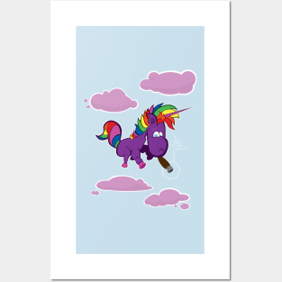 Lil Smokey the Rainbow Unicorn (w/ clouds) Posters and Art